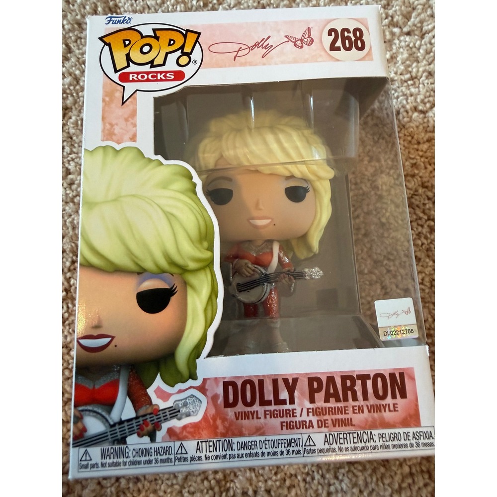 Funko Pop Rocks Dolly Parton 268 Vinyl Figure with Banjo & Authenticity Sticker